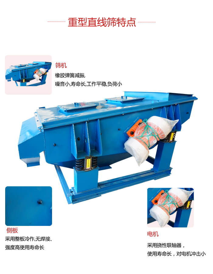 重型直線篩：篩機(jī)，側(cè)板，電機(jī)展示圖