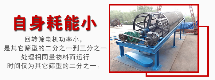 滾筒篩耗能小，使用壽命長，維修方便