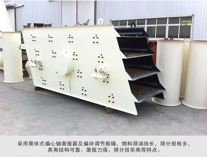 圓振動(dòng)篩 采用筒體式偏心軸激振器及偏心塊調(diào)節(jié)振幅。